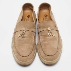 Pre Owned Loro Piana Beige Suede Summer Charms Walk Loafers Size 38