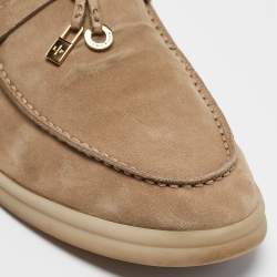 Pre Owned Loro Piana Beige Suede Summer Charms Walk Loafers Size 38