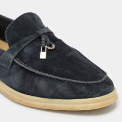 Pre Owned Loro Piana Blue Suede Summer Charms Walk Loafers Size 37