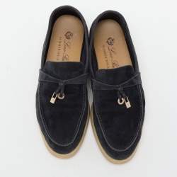 Pre Owned Loro Piana Blue Suede Summer Charms Walk Loafers Size 37