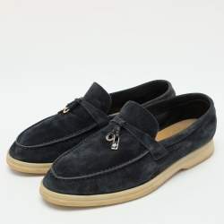 Pre Owned Loro Piana Blue Suede Summer Charms Walk Loafers Size 37