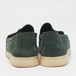 Pre Owned Loro Piana Green Suede Summer Charms Walk Loafers Size 38.5