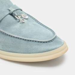 Pre Owned Loro Piana Blue Suede Summer Charms Walk Loafers Size 35.5