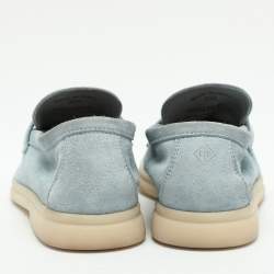 Pre Owned Loro Piana Blue Suede Summer Charms Walk Loafers Size 35.5