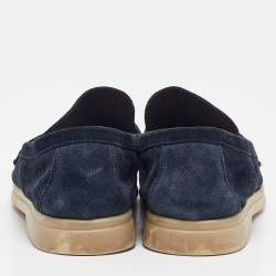 Pre Owned Loro Piana Navy Blue Suede Summer Charms Walk Loafers Size 39