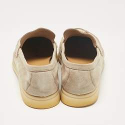 Pre Owned Loro Piana Beige Suede Summer Charms Walk Loafers Size 41.5