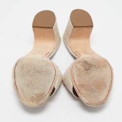 Pre Owned Loro Piana Cream Ostrich Leather Summer Charms Slide Sandals Size  39