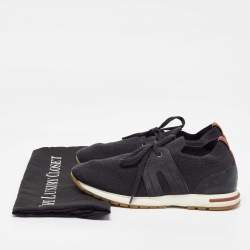 Loro Piana Black Fabric and Leather 360 LP Flexy Walk Low Top Sneakers Size 38.5