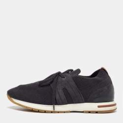 Loro Piana Black Fabric and Leather 360 LP Flexy Walk Low Top Sneakers Size 38.5