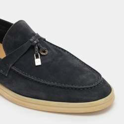 Pre Owned Loro Piana Navy Blue Suede Summer Charms Walk Loafers Size 39