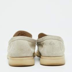 Pre Owned Loro Piana Light Grey Suede Summer Charms Walk Loafers Size 35.5