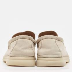 Pre Owned Loro Piana Grey Suede Summer Charms Walk Loafers Size 39