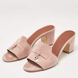Pre Owned Loro Piana Pink Suede Summer Charms Walk Slide Sandals Size 40