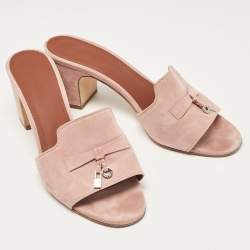 Pre Owned Loro Piana Pink Suede Summer Charms Walk Slide Sandals Size 40