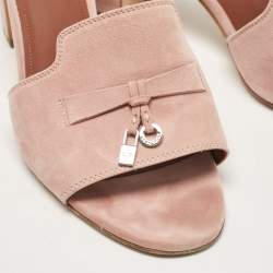 Pre Owned Loro Piana Pink Suede Summer Charms Walk Slide Sandals Size 40