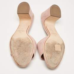 Pre Owned Loro Piana Pink Suede Summer Charms Walk Slide Sandals Size 40