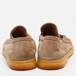Pre Owned Loro Piana Beige Suede Summer Charms Walk Loafers Size 38.5