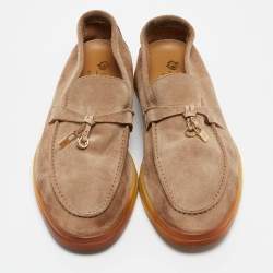 Pre Owned Loro Piana Beige Suede Summer Charms Walk Loafers Size 38.5