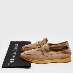 Pre Owned Loro Piana Beige Suede Summer Charms Walk Loafers Size 38.5
