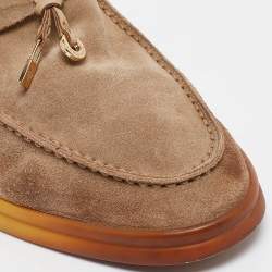 Pre Owned Loro Piana Beige Suede Summer Charms Walk Loafers Size 38.5