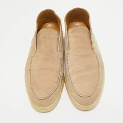 Pre Owned Loro Piana Beige Suede Open Walk Loafers Size 36