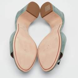 Pre Owned Loro Piana Green Suede Summer Charms Walk Slide Sandals Size 39