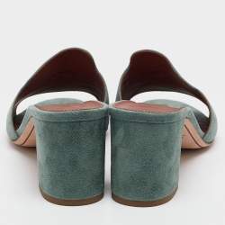 Pre Owned Loro Piana Green Suede Summer Charms Walk Slide Sandals Size 39