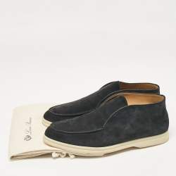 Pre Owned Loro Piana Navy Blue Suede Summer Walk Boots 40