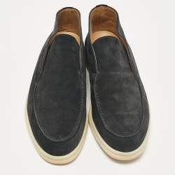 Pre Owned Loro Piana Navy Blue Suede Summer Walk Boots 40