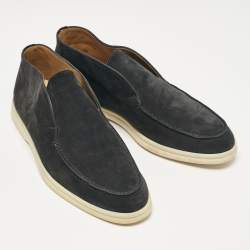 Pre Owned Loro Piana Navy Blue Suede Summer Walk Boots 40