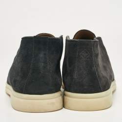 Pre Owned Loro Piana Navy Blue Suede Summer Walk Boots 40