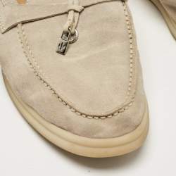 Pre Owned Loro Piana Pale Green Suede Summer Charms Walk Loafers Size 36.5