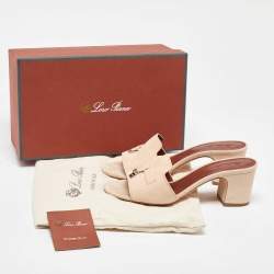 Pre Owned Loro Piana Beige Suede Summer Charms Slide Sandals Size 39