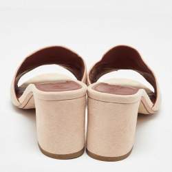 Pre Owned Loro Piana Beige Suede Summer Charms Slide Sandals Size 39