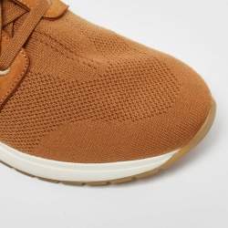 Pre Owned Loro Piana Brown Knit Fabric 360 LP Flexy Walk Low Top Sneakers Size 38