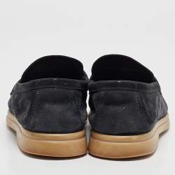 Pre Owned Loro Piana Navy Blue Suede Summer Charms Walk Loafers Size 38