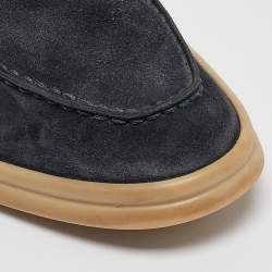 Pre Owned Loro Piana Navy Blue Suede Summer Charms Walk Loafers Size 38