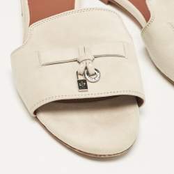 Pre Owned Loro Piana Grey Suede Summer Charms Mules Size 37
