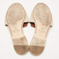 Pre Owned Loro Piana Grey Suede Summer Charms Mules Size 37
