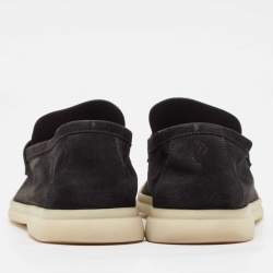 Pre Owned Loro Piana Black Suede Summer Charms Walk Loafers Size 39.5