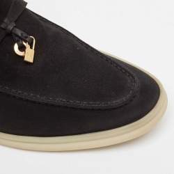 Pre Owned Loro Piana Black Suede Summer Charms Walk Loafers Size 39.5