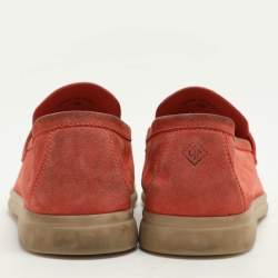 Pre Owned Loro Piana Orange Suede Summer Charms Walk Loafers Size 38