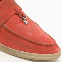 Pre Owned Loro Piana Orange Suede Summer Charms Walk Loafers Size 38