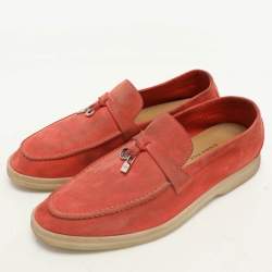 Pre Owned Loro Piana Orange Suede Summer Charms Walk Loafers Size 38