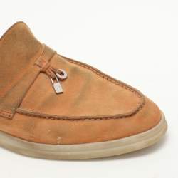 Pre Owned Loro Piana Orange Suede Babouche Charms Walk Mules Size 38