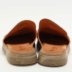 Pre Owned Loro Piana Orange Suede Babouche Charms Walk Mules Size 38