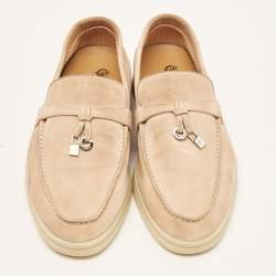 Pre Owned Loro Piana Beige Suede Summer Charms Walk Loafers Size 35