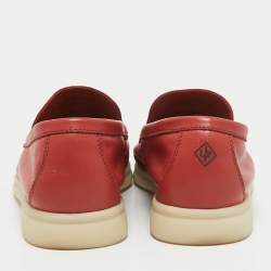 Pre Owned Loro Piana Red Leather Summer Walk Loafers Size 35