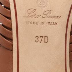 Pre Owned Loro Piana Brown Woven Leather Di Agnello Ankle Strap Sandals Size 37