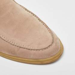 Pre Owned Loro Piana Beige Suede Open Walk Ankle Length Boots Size 40